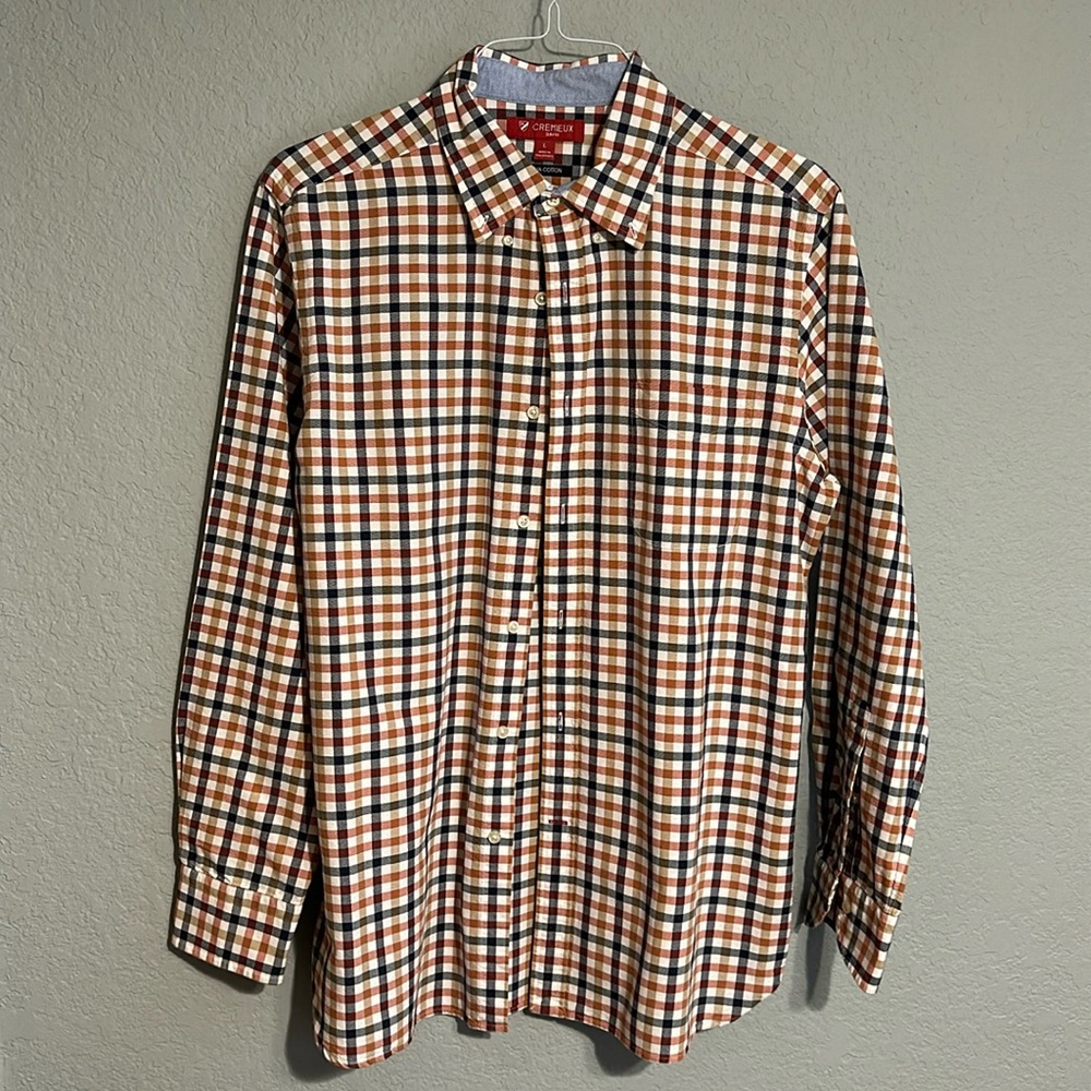 Daniel Cremieux Long-Sleeve Button Down Shirt, Size L, Slim Fit, Blue/Tan/Orange